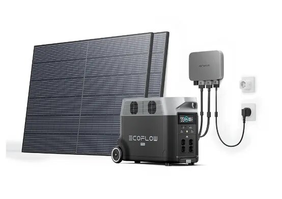 Комплект енергонезалежності EcoFlow PowerStream - мікроінвертор 600W + зарядна станція Delta Pro + 2 x 400W стаціонарні сонячні панелі